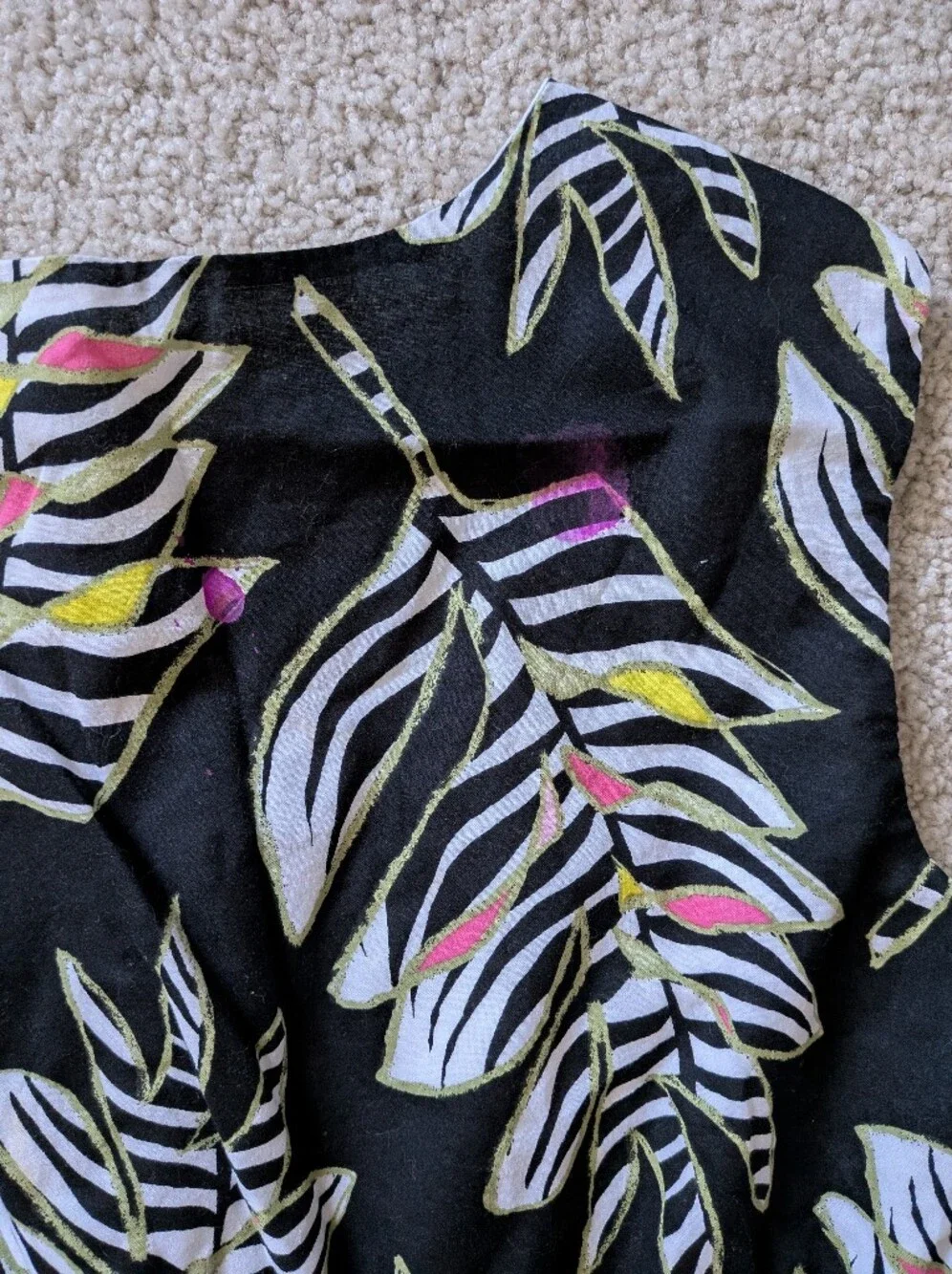 Gymboree Black Tropical Leaf Dress with Pink and Yellow Accents